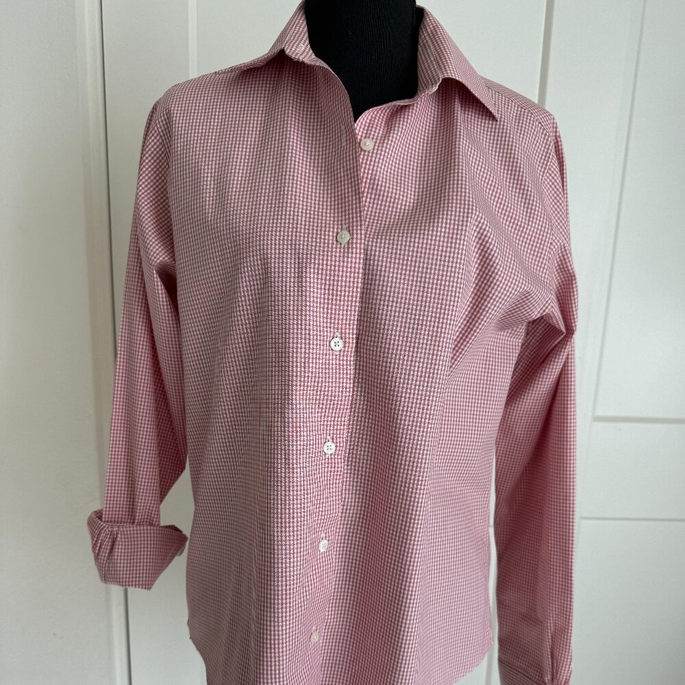 Brooks 346 Women's Red & White Gingham Button Down Blouse Size 6